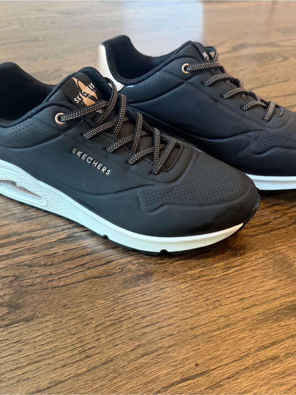 Skechers Women’s Black Athletic Sneakers with White Sole NWOB